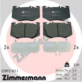 Jeu de 4 plaquettes de frein avant ZIMMERMANN 22893.165.1