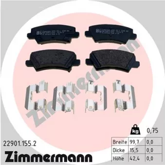 Jeu de 4 plaquettes de frein arrière ZIMMERMANN 22901.155.2