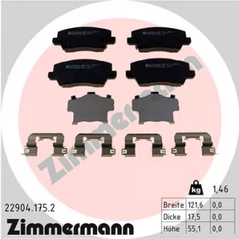 Jeu de 4 plaquettes de frein avant ZIMMERMANN 22904.175.2