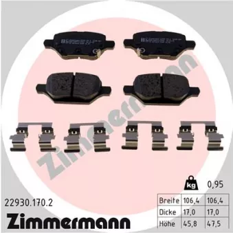 Jeu de 4 plaquettes de frein arrière ZIMMERMANN 22930.170.2