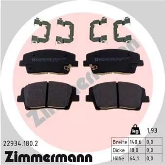 Jeu de 4 plaquettes de frein avant ZIMMERMANN 22934.180.2
