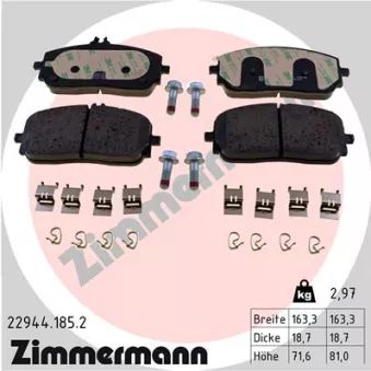Jeu de 4 plaquettes de frein avant ZIMMERMANN 22944.185.2