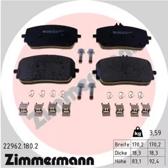 Jeu de 4 plaquettes de frein avant ZIMMERMANN 22962.180.2