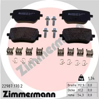 Jeu de 4 plaquettes de frein arrière ZIMMERMANN 22987.170.2