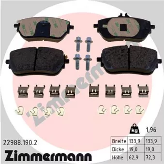 Jeu de 4 plaquettes de frein avant ZIMMERMANN 22988.190.2