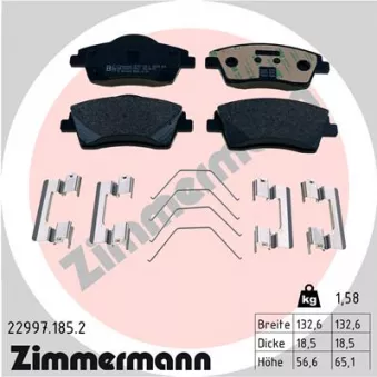 Jeu de 4 plaquettes de frein avant ZIMMERMANN 22997.185.2