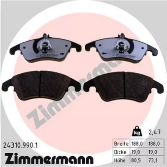 Jeu de 4 plaquettes de frein avant ZIMMERMANN 24310.990.1