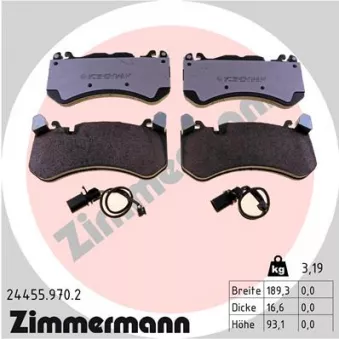 Jeu de 4 plaquettes de frein avant ZIMMERMANN 24455.970.2