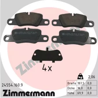 Jeu de 4 plaquettes de frein arrière ZIMMERMANN 24554.160.9