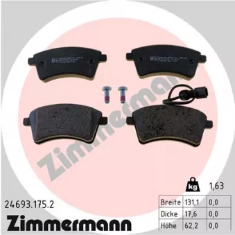 Jeu de 4 plaquettes de frein avant ZIMMERMANN 24693.175.2