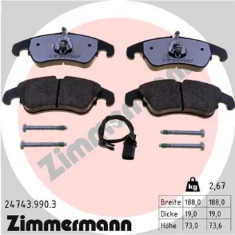 Jeu de 4 plaquettes de frein avant ZIMMERMANN 24743.990.3