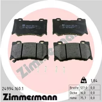 Jeu de 4 plaquettes de frein avant ZIMMERMANN 24994.160.1