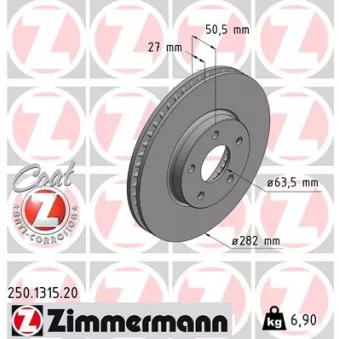 Jeu de 2 disques de frein avant ZIMMERMANN 250.1315.20