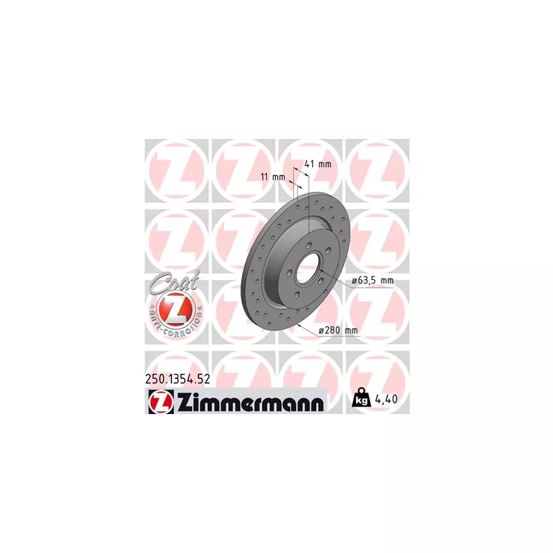 Jeu de 2 disques de frein arrière ZIMMERMANN 250.1354.52