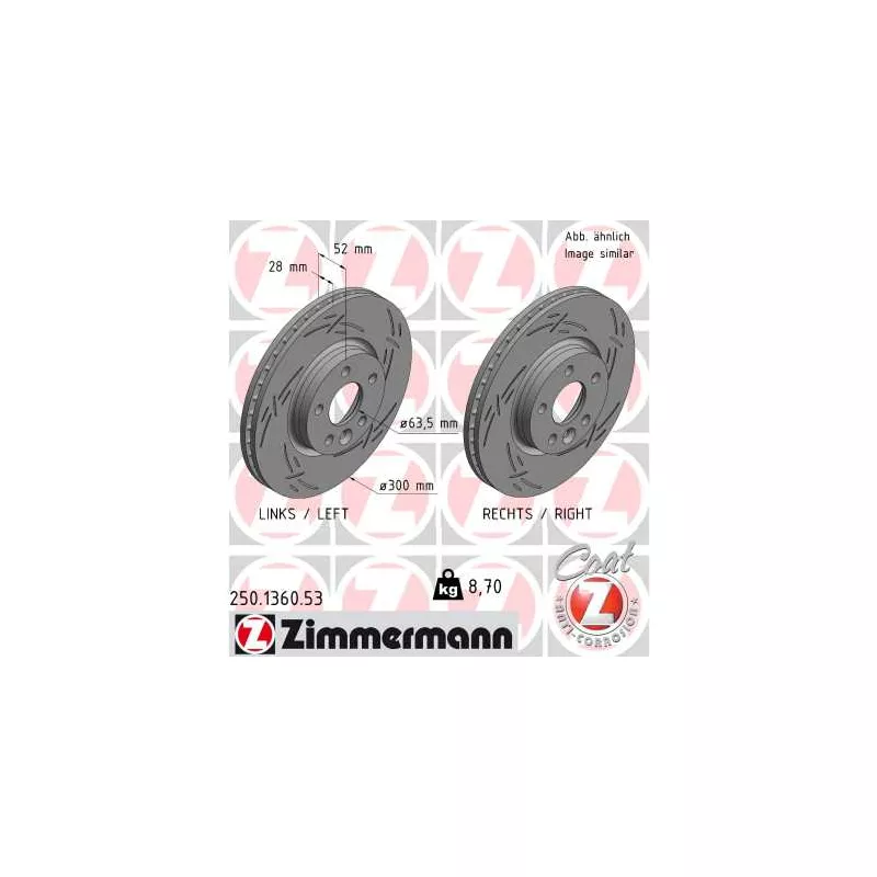 Jeu de 2 disques de frein avant ZIMMERMANN 250.1360.53