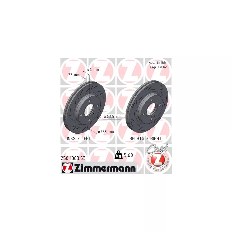 Jeu de 2 disques de frein avant ZIMMERMANN 250.1363.53