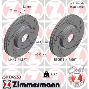 Jeu de 2 disques de frein avant ZIMMERMANN 250.1365.53