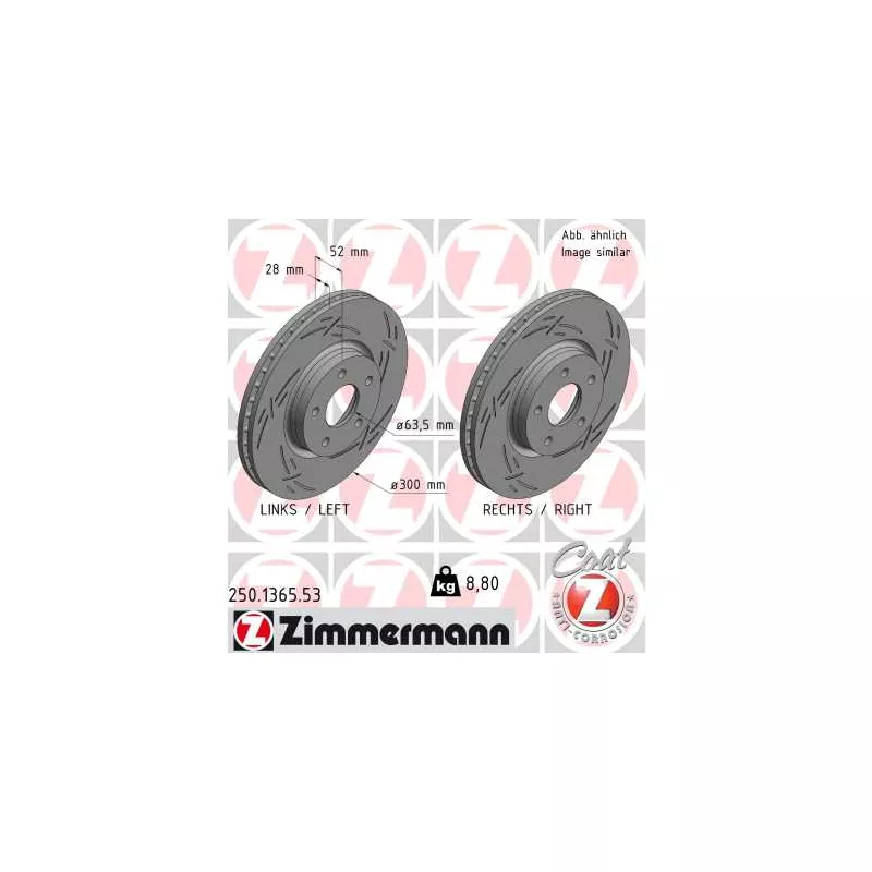 Jeu de 2 disques de frein avant ZIMMERMANN 250.1365.53