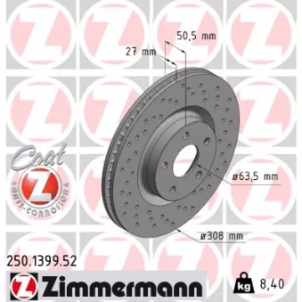 Jeu de 2 disques de frein avant ZIMMERMANN 250.1399.52