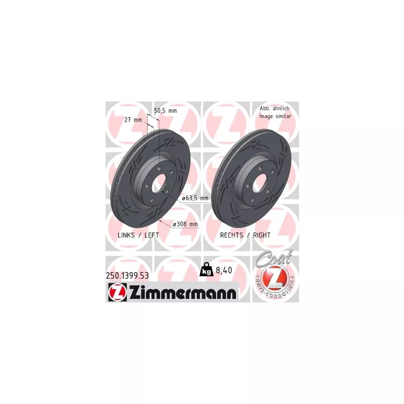 Jeu de 2 disques de frein avant ZIMMERMANN 250.1399.53