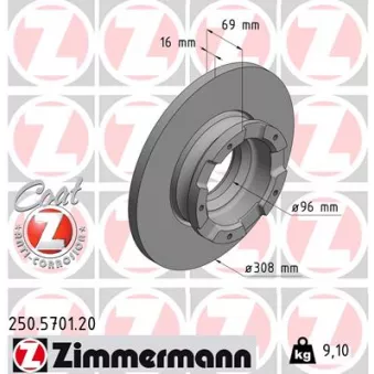 Jeu de 2 disques de frein arrière ZIMMERMANN 250.5701.20