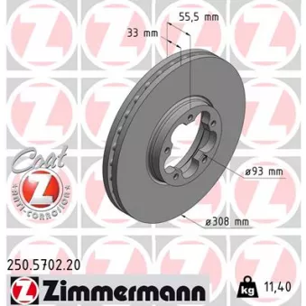 Jeu de 2 disques de frein avant ZIMMERMANN 250.5702.20