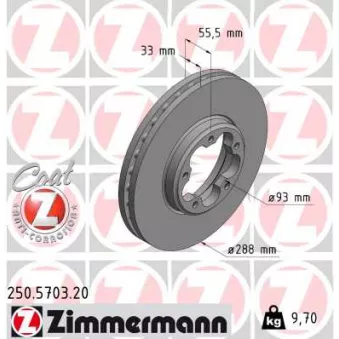 Jeu de 2 disques de frein avant ZIMMERMANN 250.5703.20