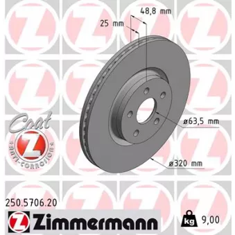 Jeu de 2 disques de frein avant ZIMMERMANN 250.5706.20