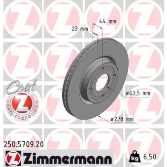 Jeu de 2 disques de frein avant ZIMMERMANN 250.5709.20