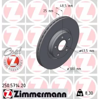 Jeu de 2 disques de frein avant ZIMMERMANN 250.5714.20