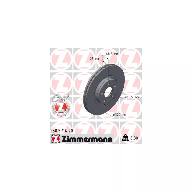 Jeu de 2 disques de frein avant ZIMMERMANN 250.5714.20