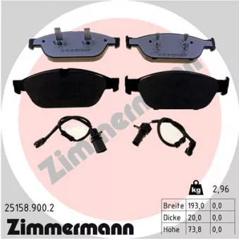 Jeu de 4 plaquettes de frein avant ZIMMERMANN 25158.900.2