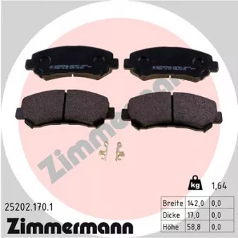 Jeu de 4 plaquettes de frein avant ZIMMERMANN 25202.170.1