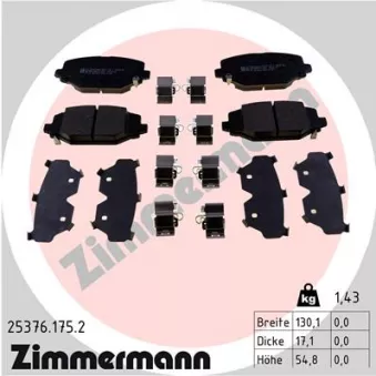 Jeu de 4 plaquettes de frein arrière ZIMMERMANN 25376.175.2