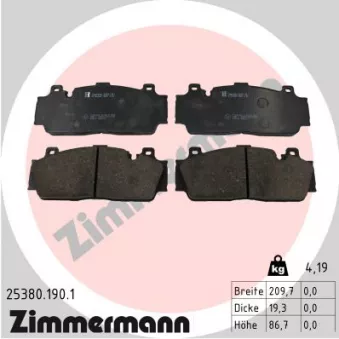 Jeu de 4 plaquettes de frein avant ZIMMERMANN 25380.190.1