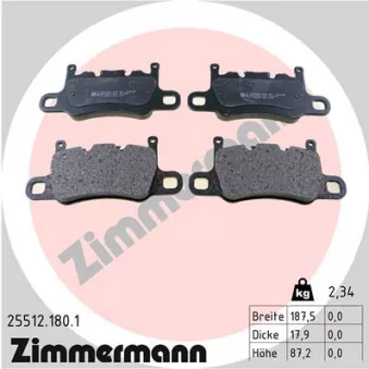 Jeu de 4 plaquettes de frein arrière ZIMMERMANN 25512.180.1