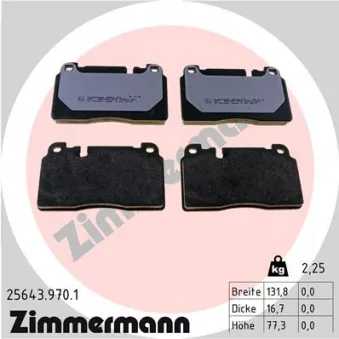 Jeu de 4 plaquettes de frein avant ZIMMERMANN 25643.970.1