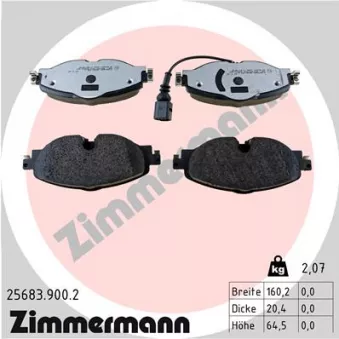 Jeu de 4 plaquettes de frein avant ZIMMERMANN 25683.900.2