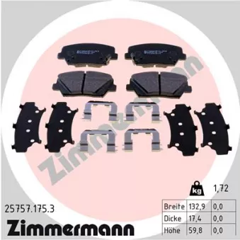 Jeu de 4 plaquettes de frein avant ZIMMERMANN 25757.175.3