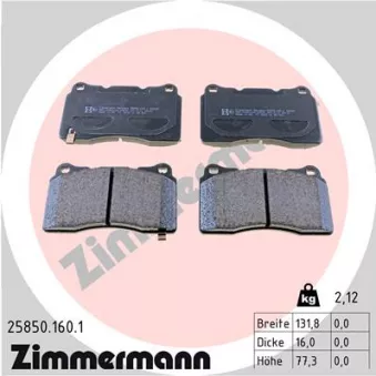Jeu de 4 plaquettes de frein avant ZIMMERMANN 25850.160.1