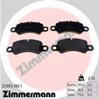 Jeu de 4 plaquettes de frein avant ZIMMERMANN 25983.180.1