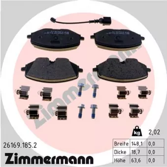 Jeu de 4 plaquettes de frein avant ZIMMERMANN 26169.185.2