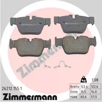 Jeu de 4 plaquettes de frein arrière ZIMMERMANN 26212.155.1