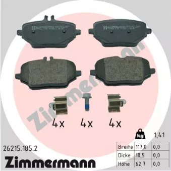 Jeu de 4 plaquettes de frein arrière ZIMMERMANN 26215.185.2