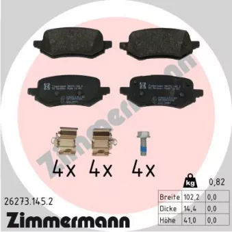 Jeu de 4 plaquettes de frein arrière ZIMMERMANN 26273.145.2