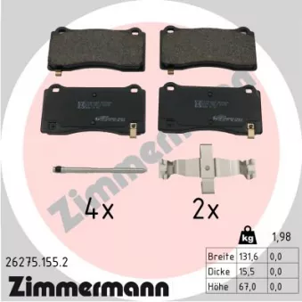 Jeu de 4 plaquettes de frein avant ZIMMERMANN 26275.155.2