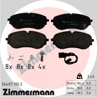 Jeu de 4 plaquettes de frein avant ZIMMERMANN 26407.190.2