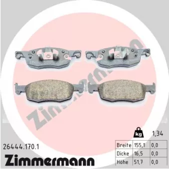 Jeu de 4 plaquettes de frein avant ZIMMERMANN 26444.170.1