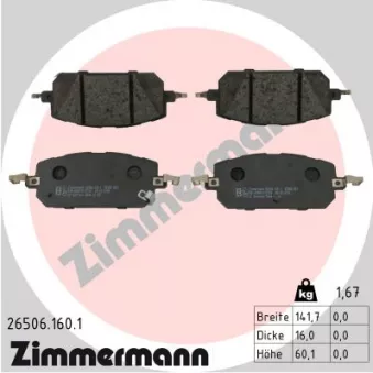 Jeu de 4 plaquettes de frein avant ZIMMERMANN 26506.160.1