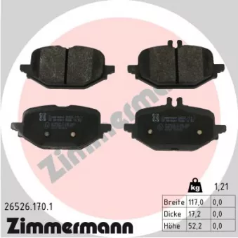 Jeu de 4 plaquettes de frein arrière ZIMMERMANN 26526.170.1